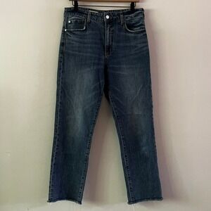 Pilcro The Vintage Straight Jeans Medium Wash Frayed Hem‎ High Rise size 30